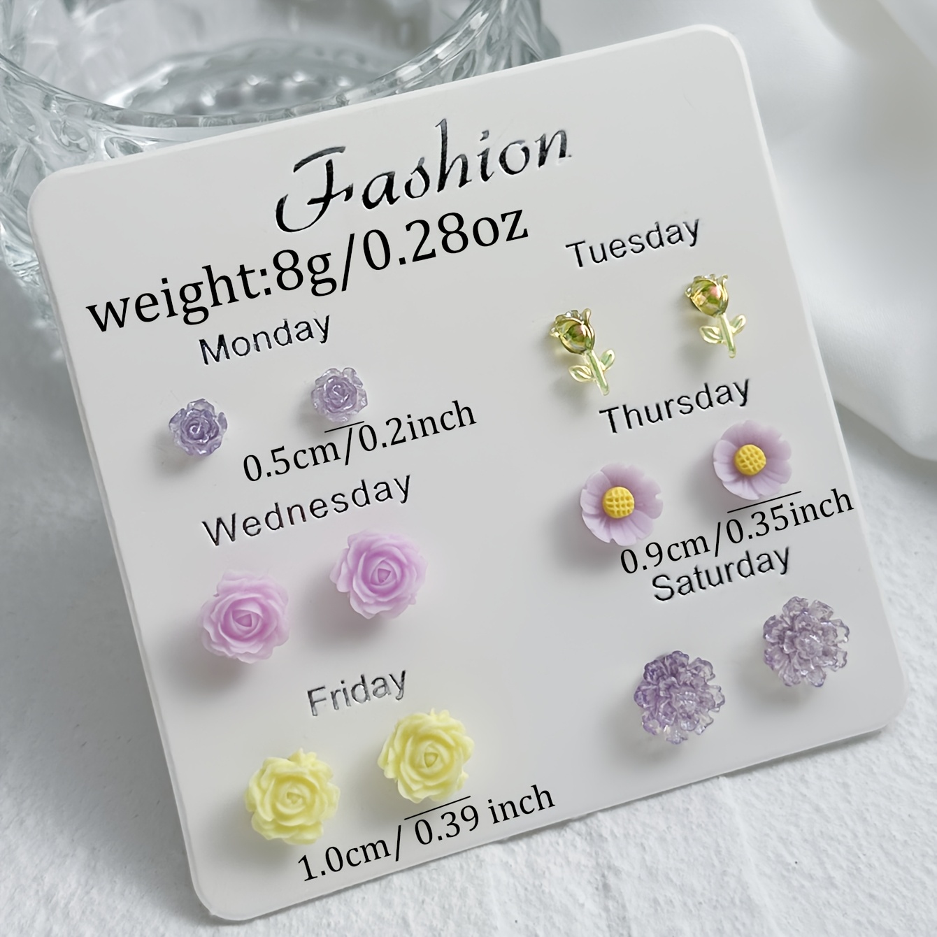 6pc Colorful Petite Flower-Shaped Earrings Set for Ladies